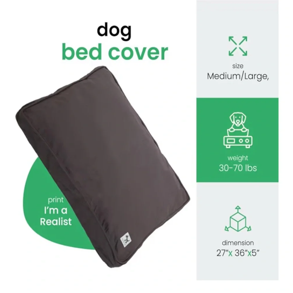 Molly Mutt Organic Cotton Dog Bed Cover I’m A Realist Print Medium to Large - Picture 2 of 5